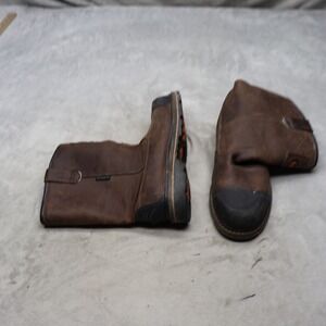 Hoss Mens 10.5 Work Boots Brown Carweight II Waterproof Pull On Composite Toe